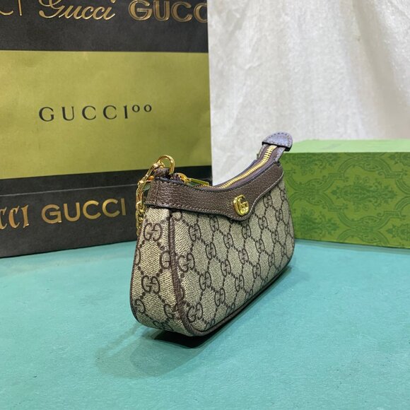 Gucci 'Ophidia' Brown Mini Textured Leather-Trimmed Printed Coated-Canvas - Picture 4 of 9